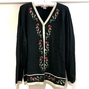 Dress Barn Embroidered Black Cardigan Womens Plus Size 22/24